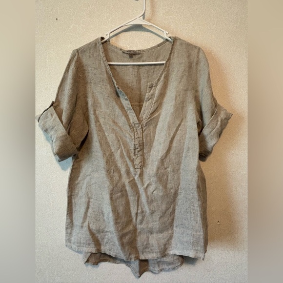 Tempo Paris Tops - Tempo Paris | 100% Linen 3/4  Short sleeve | Made in Italy | M